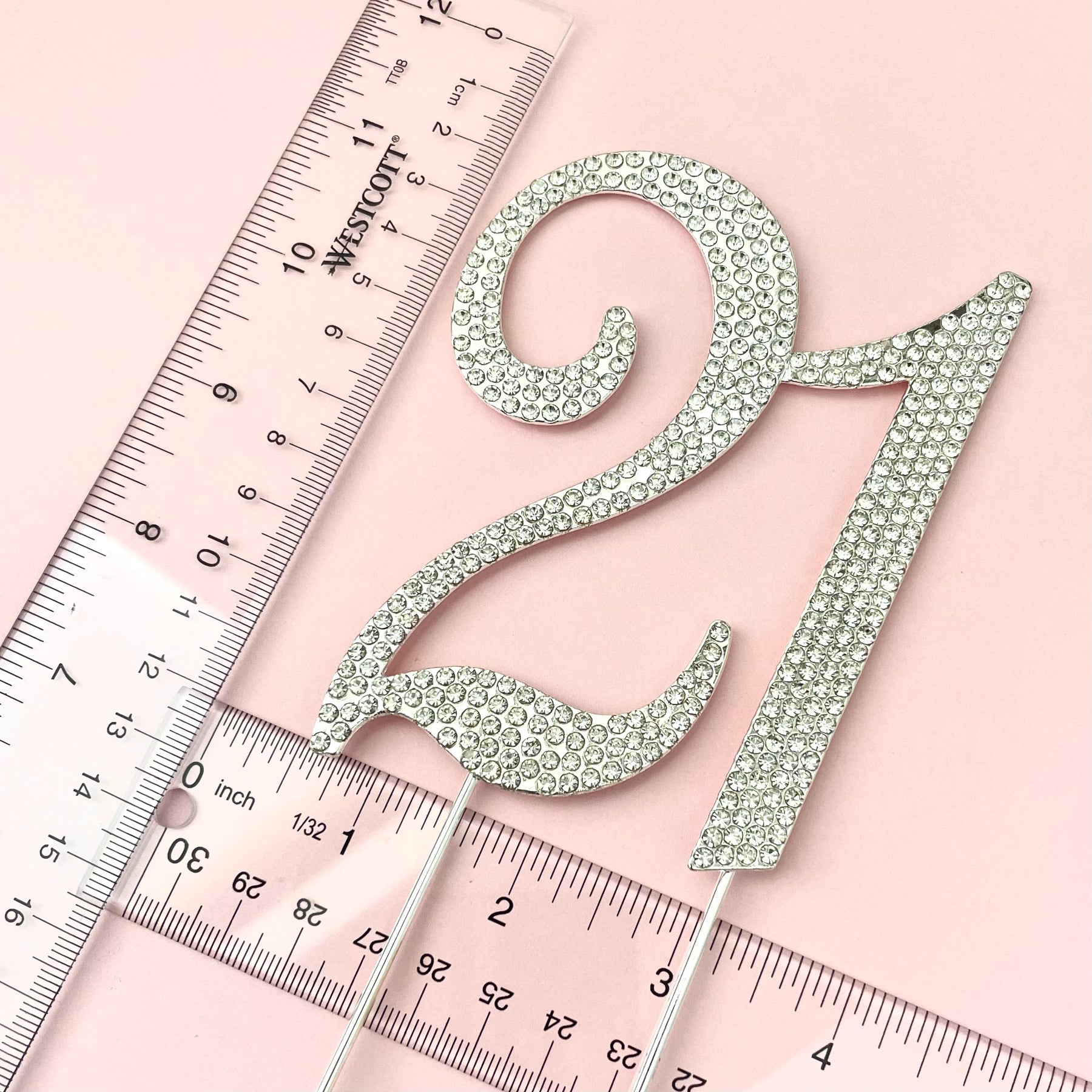 Silver - Cheers to 21 Years Birthday Cake Topper