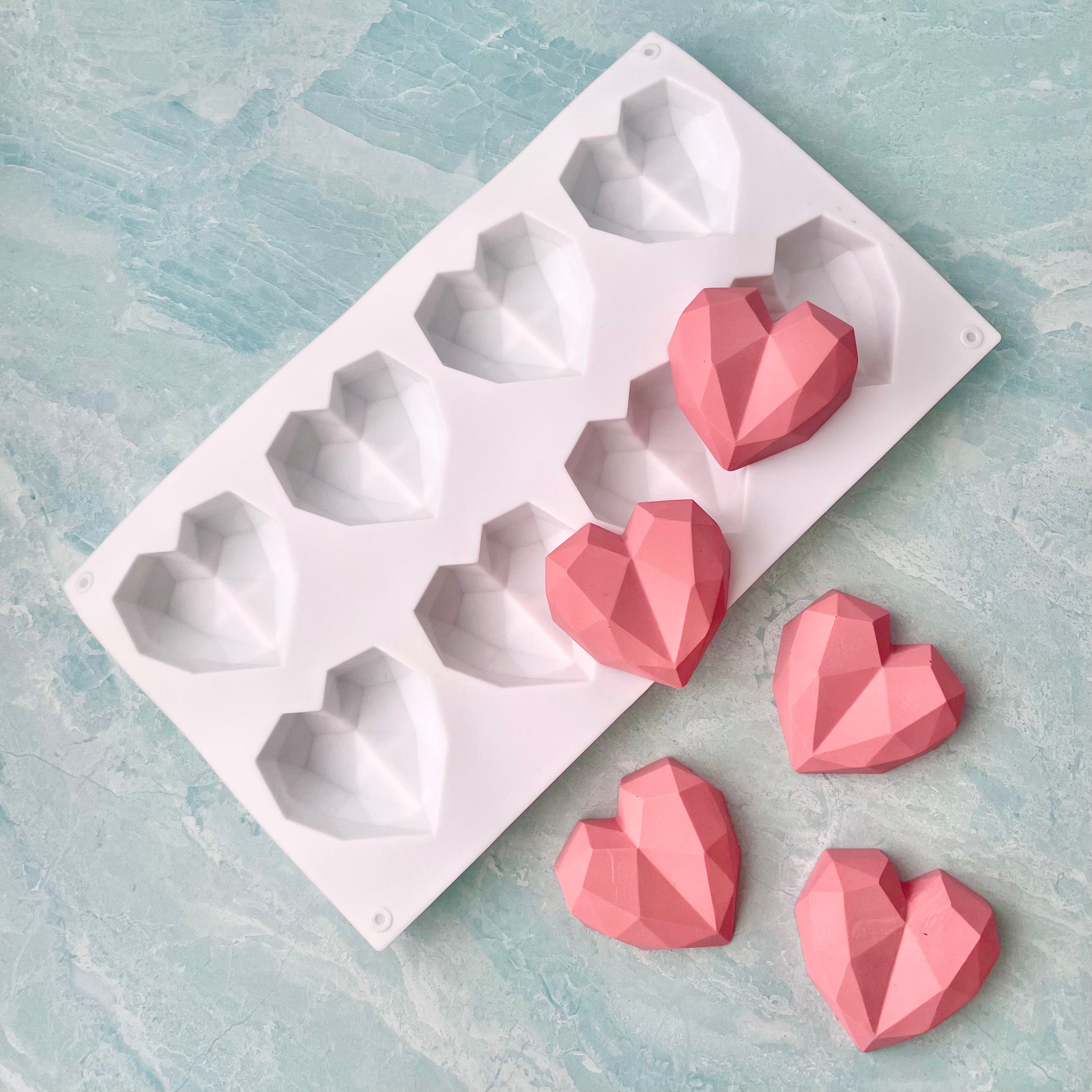 Geometric Heart Mold - 8 cavities