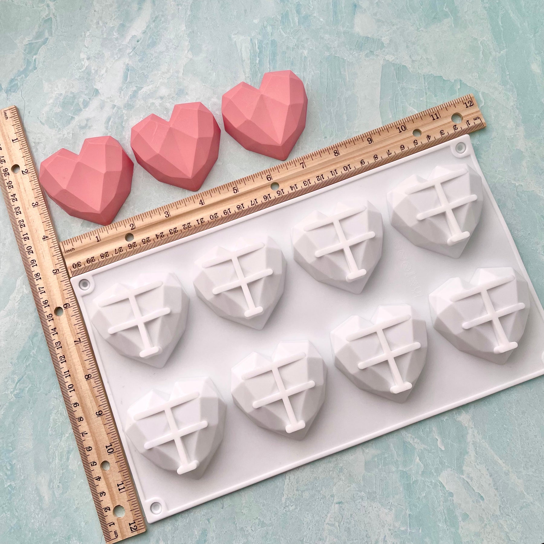 Geometric Heart Mold 8 cavities Heart Molds
